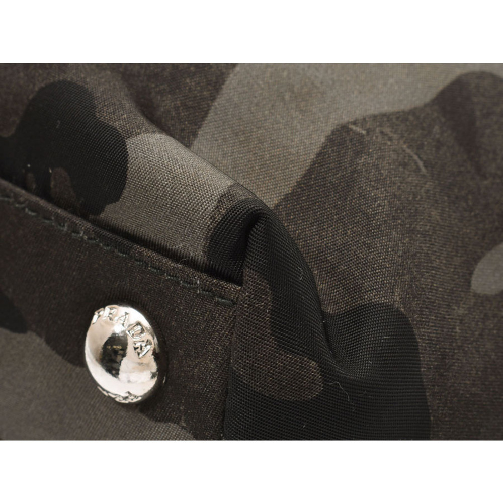 Prada Gray Camouflage Nylon Handbag Black Leather - Picture 7 of 11